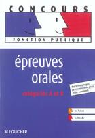 Couverture du livre « Epreuves Orales : Categories A Et B » de J Hadrien aux éditions Foucher