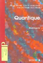 Couverture du livre « Quantique » de Balibar et Levy-Leblond aux éditions Elsevier-masson