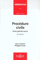 Couverture du livre « Procedure Civile Droit Judiciaire Prive » de Philippe Conte et Jean Larguier aux éditions Dalloz