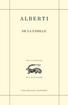 Couverture du livre « De la famille » de Alberti aux éditions Belles Lettres