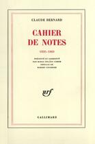 Couverture du livre « Cahier de notes - (1850-1860) » de Bernard/Courrier aux éditions Gallimard (patrimoine Numerise)