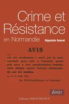 Couverture du livre « Crime et résistance » de Hippolyte Gancel aux éditions Ouest France