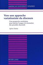 Couverture du livre « Vers une approche variationiste du discours » de Sylvie Dubois aux éditions Peter Lang