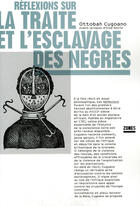 Couverture du livre « Réflexions sur la traite et l'esclavage des nègres » de Ottobah Cugoano aux éditions Zones