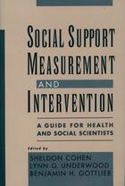 Couverture du livre « Social Support Measurement and Intervention: A Guide for Health and So » de Sheldon Cohen aux éditions Oxford University Press Usa