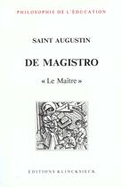 Couverture du livre « De magistro » de Augustin aux éditions Klincksieck