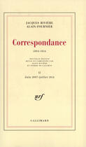 Couverture du livre « Correspondance 1904-1914 t.2 » de Alain-Fournier et Jacques Riviere aux éditions Gallimard (patrimoine Numerise)