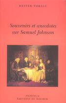 Couverture du livre « Souvenirs et anecdotes sur samuel johnson » de Thrale H L aux éditions Rocher