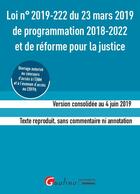 Couverture du livre « Loi n° 2019-222 du 23 mars 2019 de programmation 2018-2022 et de réforme pour la justice (ENM-CRFPA) » de  aux éditions Gualino