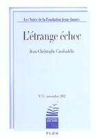 Couverture du livre « L'Etrange Echec T.33 » de Jean-Christophe Cambadelis aux éditions Plon