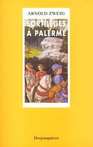 Couverture du livre « Sortileges a palerme » de Arnold Zweig aux éditions Desjonqueres