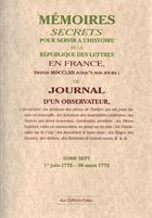 Couverture du livre « Mémoires secrets ou journal d'un observateur t.7 1773-1775 » de Louis Petit De Bachaumont aux éditions Paleo