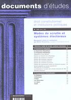 Couverture du livre « Modes de scrutins et systemes electoraux » de De 105 aux éditions Documentation Francaise