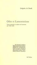 Couverture du livre « Odes et lamentations » de Gregoire De Nar aux éditions Ad Solem