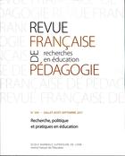 Couverture du livre « Revue française de pédagogie, n° 200/2017 : Recherche, politique et pratiques en éducation : services rendus et questions posées d'un univers à l'autre » de Roc Doussot Sylvain aux éditions Ens Lyon