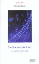 Couverture du livre « Meditation cosmique » de Nadette Carion aux éditions Rocher