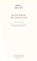 Couverture du livre « Renverse du souffle » de Paul Celan aux éditions Seuil