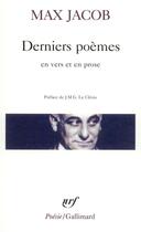 Couverture du livre « Derniers poèmes en vers et en prose » de Max Jacob aux éditions Gallimard