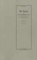 Couverture du livre « Traité des tropes » de César Chesneau Du Marsais aux éditions Manucius