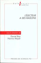 Couverture du livre « L electeur a ses raisons » de Boy Mayer aux éditions Presses De Sciences Po