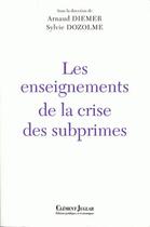 Couverture du livre « Les enseignements de la crise des subprimes » de  aux éditions Clement Juglar