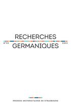 Couverture du livre « Recherches germaniques - varia » de Aurelie Chone aux éditions Pu De Strasbourg