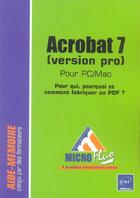 Couverture du livre « Acrobat 7 pour PC/Mac (version pro) » de Massey-De S Nathalie aux éditions Eni