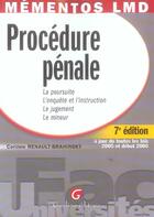 Couverture du livre « Procedure penale (7e edition) » de Renault-Brahinsky Co aux éditions Gualino