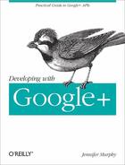 Couverture du livre « Developing with Google+ » de Jennifer Murphy aux éditions O'reilly Media