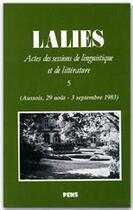 Couverture du livre « Revue lalies n.5 » de  aux éditions Presses De La Sorbonne Nouvelle