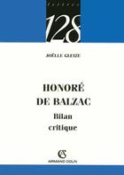 Couverture du livre « Honore de balzac - bilan critique » de Joelle Gleize aux éditions Armand Colin