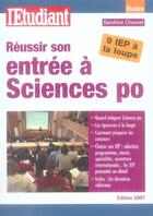 Couverture du livre « Réussir son entrée à sciences po » de Sandrine Chesnel aux éditions L'etudiant