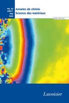 Couverture du livre « Annales de chimie sciences des materiauxvol 36 n 3 2011 may june » de  aux éditions Tec Et Doc