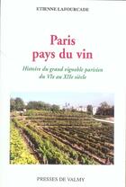 Couverture du livre « Paris pays du vin » de Lafourcade aux éditions Presses De Valmy