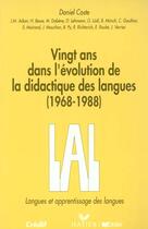 Couverture du livre « 20 ans dans l'evolution de la didactique des langues-lal - livre » de Coste D. aux éditions Didier