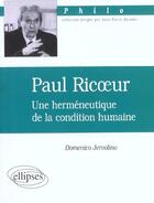 Couverture du livre « Paul ricoeur » de Jervolino aux éditions Ellipses