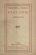 Couverture du livre « Etat-civil » de Drieu La Rochelle P. aux éditions Gallimard (patrimoine Numerise)