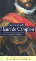 Couverture du livre « Memoires contenant divers evenements des regnes de louis xiii et de louis xiv / trois entretiens » de Campion Henri De aux éditions Mercure De France