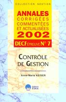 Couverture du livre « Decf n 7-controle de gestion-acca 2002- » de Anne-Marie Keiser aux éditions Eska