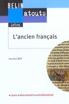 Couverture du livre « L'ancien français » de Genevieve Joly aux éditions Belin Education