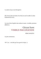 Couverture du livre « Visible par légende » de Cecile Sans aux éditions Serie Discrete