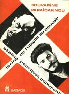 Couverture du livre « Lenine, Staline, Et Le Pouvoir » de Souvarine aux éditions Spartacus