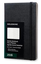 Couverture du livre « Agenda semainier carnet 2016 grand format noir couverture rigide » de  aux éditions Moleskine