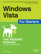 Couverture du livre « Windows Vista for Starters ; the missing manual » de Pogue David aux éditions O'reilly Media