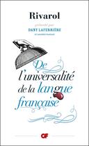 Couverture du livre « De l'universalité de la langue française » de Antoine De Rivarol aux éditions Flammarion