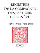 Couverture du livre « Registres de la compagnie des pasteurs de geneve » de  aux éditions Librairie Droz