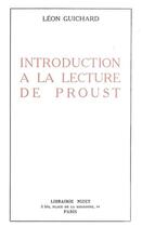 Couverture du livre « Introduction a la lecture de Proust » de Leon Guichard aux éditions Nizet