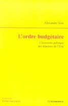 Couverture du livre « Ordre Budgetaire (L') » de Alexandre Sine aux éditions Economica