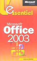Couverture du livre « L'Essentiel Office 2003 » de Murray aux éditions Dunod