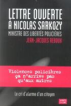 Couverture du livre « Lettre ouverte à nicolas sarkozy » de Reboux Jean Jac aux éditions Apres La Lune